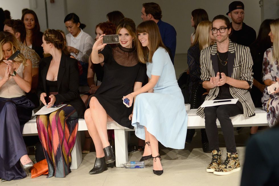 Hair, Face, Leg, Trousers, Event, Outerwear, Fashion accessory, Sitting, Fashion, Youth, 