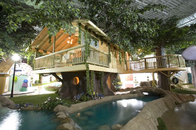 Wood, Real estate, Home, Resort, Bridge, Tree house, Reflection, Baluster, Outdoor structure, Eco hotel, 