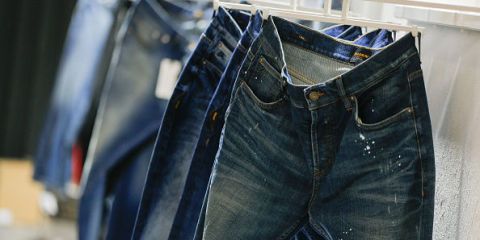 Blue, Product, Denim, Pocket, Jeans, Textile, Material property, Stitch, Brand, Button, 