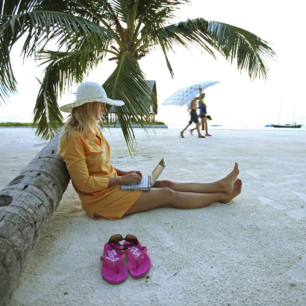Leg, Human body, Tourism, Leisure, Hat, Sitting, People in nature, Summer, Slipper, Arecales, 
