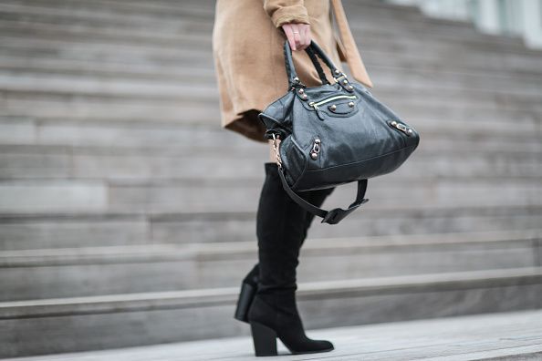 Clothing, Brown, Bag, Textile, Joint, Outerwear, Style, Street fashion, Leather, Shoulder bag, 