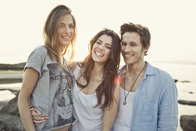 Smile, People, Sleeve, Happy, People in nature, Facial expression, Summer, Interaction, Friendship, Necklace, 