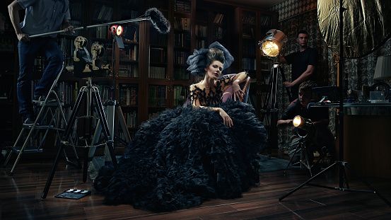 Human, Darkness, Animation, Fur, Digital compositing, Victorian fashion, Gown, Natural material, Costume design, Guitar, 