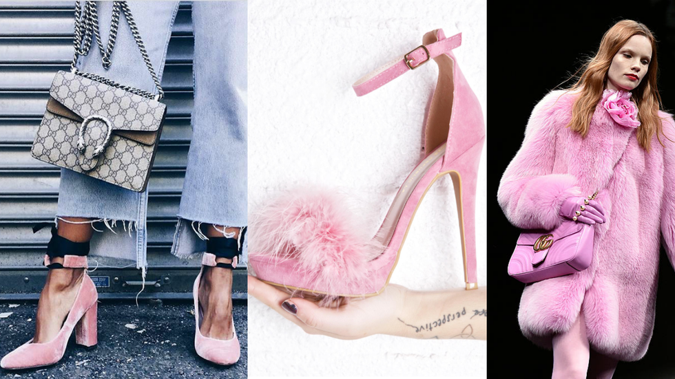 Pink, Style, Fashion, Magenta, High heels, Foot, Bridal shoe, Basic pump, Fur, Fashion design, 