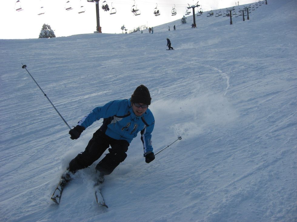 Clothing, Recreation, Winter sport, Sports equipment, Slope, Skier, Ski boot, Ski Equipment, Ski pole, Outdoor recreation, 