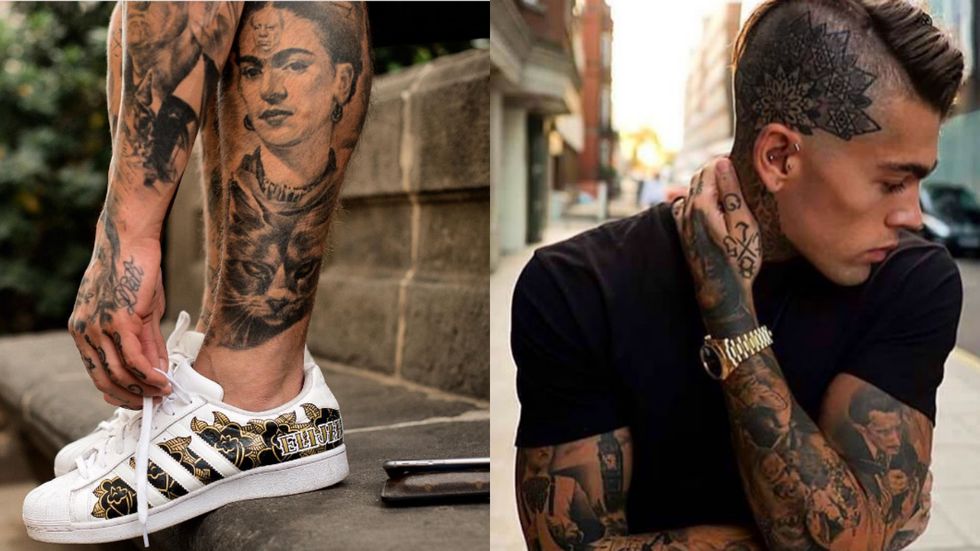 Arm, Tattoo, Wrist, Pattern, Muscle, Temporary tattoo, Street fashion, Design, Symbol, Flesh, 