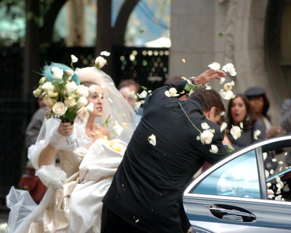 Photograph, Ceremony, Bouquet, Event, Bride, Wedding dress, Dress, Luxury vehicle, Wedding, Flower, 