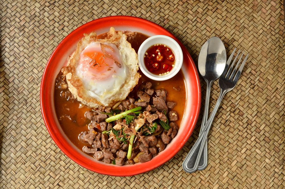 Dish, Food, Cuisine, Ingredient, Produce, Comfort food, Recipe, Meat, Poached egg, Sisig, 