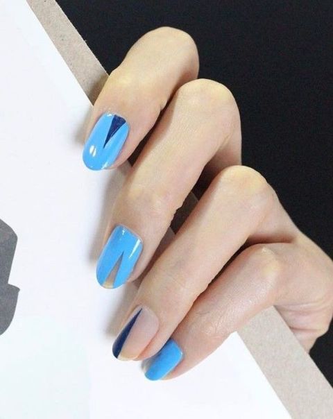 Nail polish, Nail, Blue, Manicure, Nail care, Finger, Cosmetics, Turquoise, Azure, Hand, 