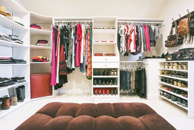 Shelf, Room, Shelving, Closet, Furniture, Clothes hanger, Interior design, Fashion, Carmine, Collection, 