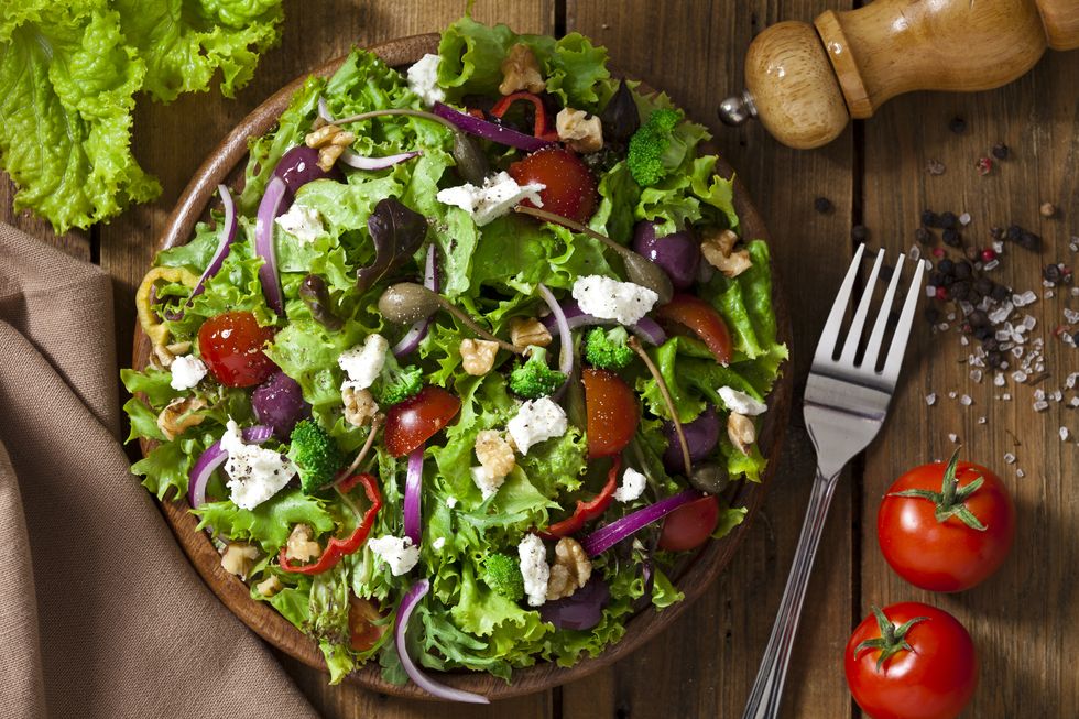Dish, Food, Garden salad, Greek salad, Salad, Cuisine, Vegetable, Ingredient, Leaf vegetable, Fattoush, 