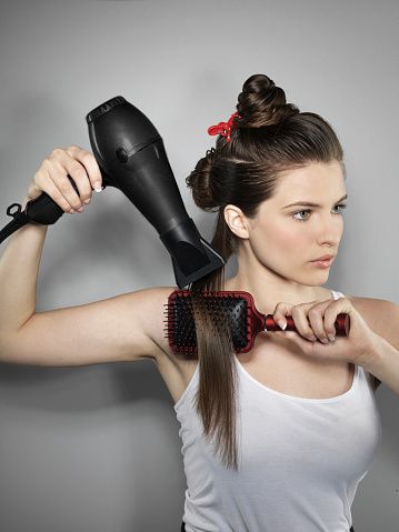 Hair dryer, Hair, Hairstyle, Beauty, Glove, Arm, Long hair, Evening glove, Hair iron, Photo shoot, 