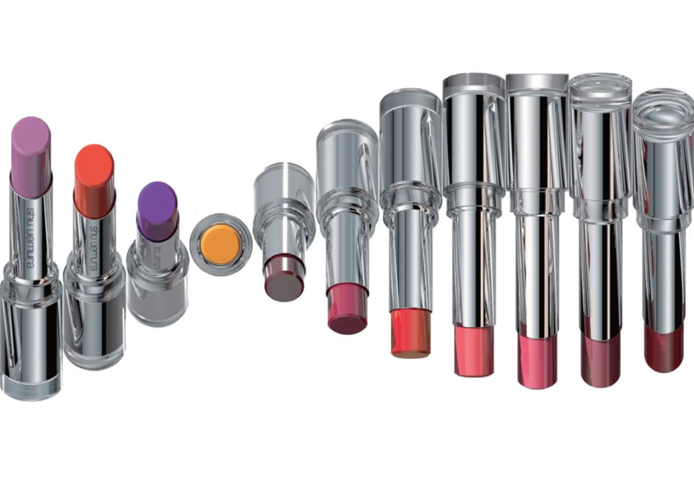 Lipstick, Pink, Cosmetics, Red, Product, Beauty, Purple, Material property, Eye shadow, Tints and shades, 