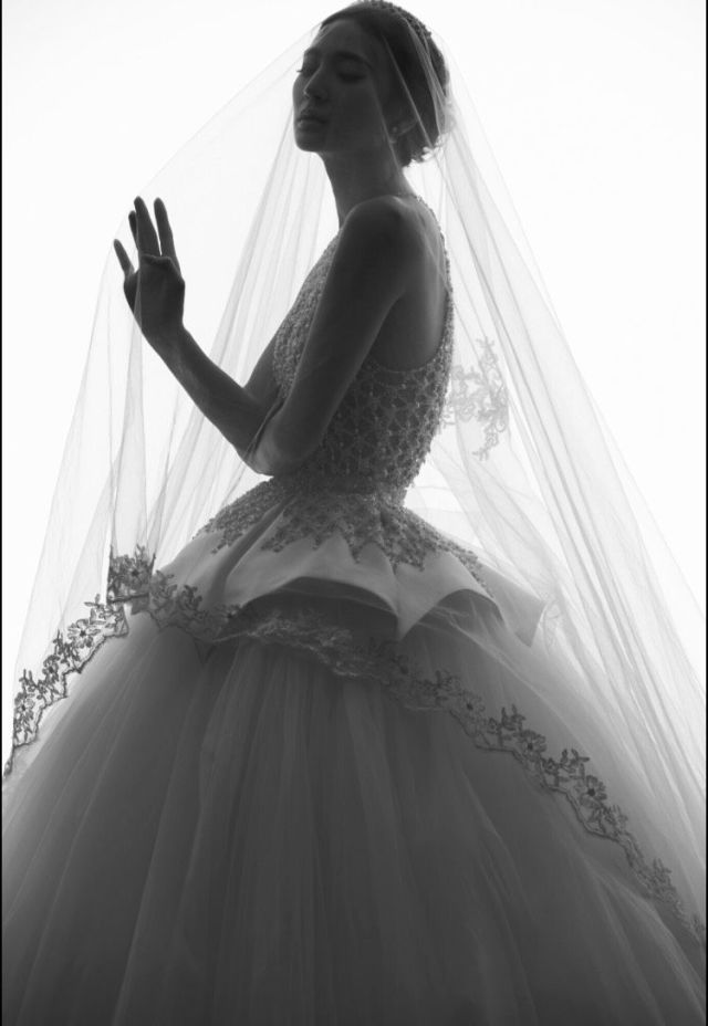 White, Photograph, Black, Wedding dress, Dress, Bride, Gown, Bridal accessory, Bridal clothing, Beauty, 