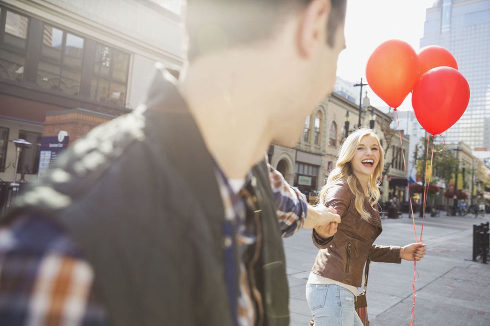 Photograph, Facial expression, People, Balloon, Red, Smile, Snapshot, Interaction, Fun, Party supply, 