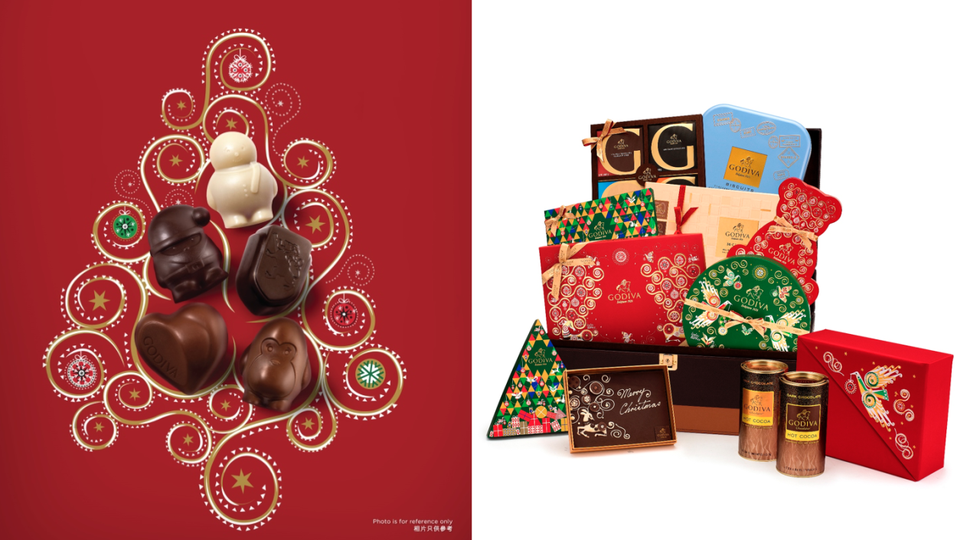 Present, Hamper, Christmas decoration, Chocolate, Gift wrapping, Confectionery, Graphic design, Illustration, 