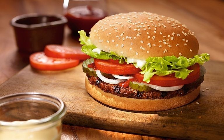 Dish, Food, Hamburger, Fast food, Junk food, Cuisine, Veggie burger, Ingredient, Burger king premium burgers, Original chicken sandwich, 