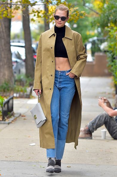 Clothing, Jeans, Street fashion, Trench coat, Coat, Denim, Fashion, Outerwear, Snapshot, Brown, 