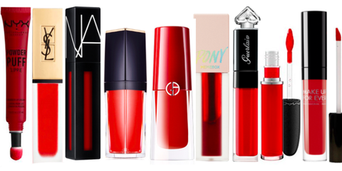 Red, Product, Beauty, Cosmetics, Lipstick, Lip gloss, Lip care, Liquid, Tints and shades, Material property, 