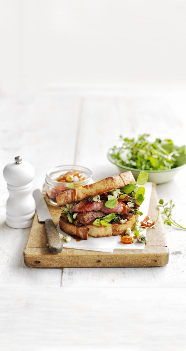 Steak Sandwich with Blue Cheese and Sweet-and-Sour Tomatoes steak sandwich with blue cheese and sweet and sour tomatoes