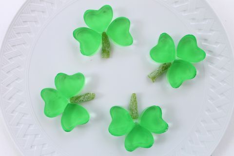 These shots become clovers with a heart-shaped cookie cutter and a few green gummi worms.

<strong>Get the recipe at <a href="http://www.thatssomichelle.com/2012/03/shamrock-jello-shots-for-st-patricks.html">That's So Michelle</a>.</strong>