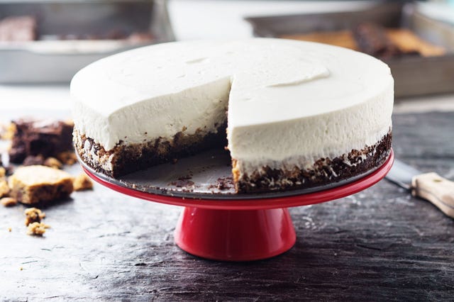brownie and cookie crust cheesecake