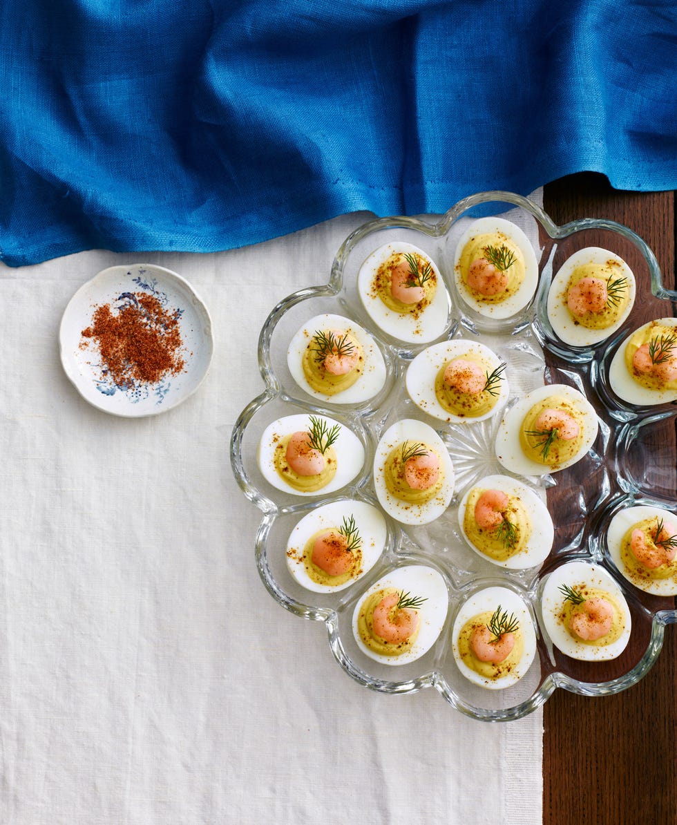 deviled eggs with old bay shrimp
