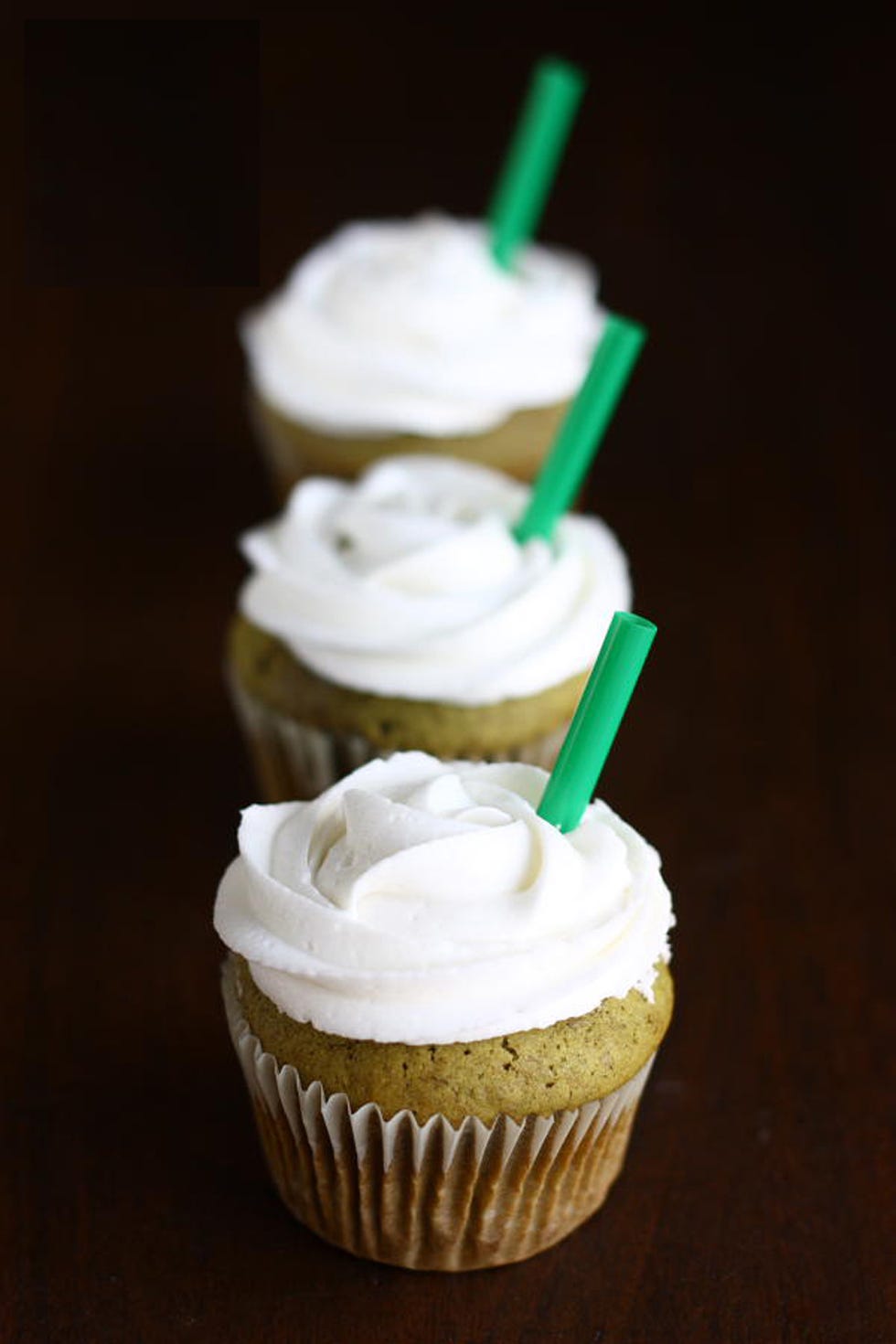 Starbucks Green Tea Frappuccino is vegan, so your cupcakes should be too. 

<strong>Get the recipe from <a href="http://alimentageuse.com/home/2013/06/07/vegan-green-tea-cupcakes/">Viet Vegan</a>.</strong>