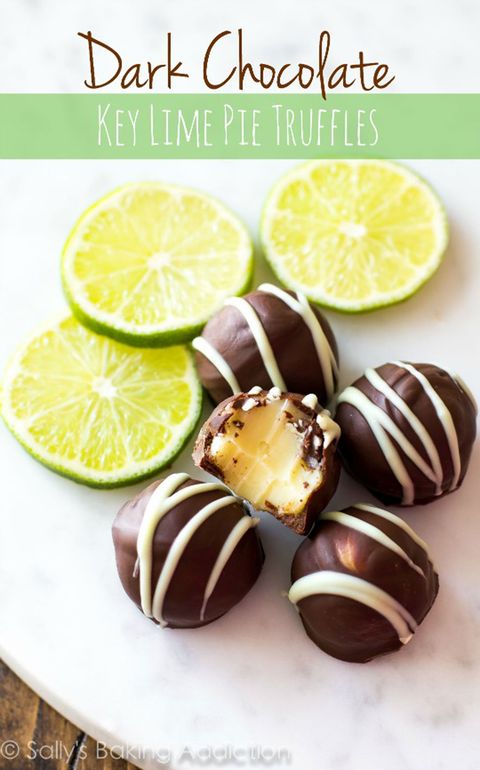 <p>These key lime pie truffles are tart, creamy, and get a bitter twist from a dark chocolate coating.</p>
<p>Get the recipe at <a target="_blank" href="http://sallysbakingaddiction.com/2015/03/03/dark-chocolate-key-lime-pie-truffles/">Sally's Baking Addiction</a>.</p>
