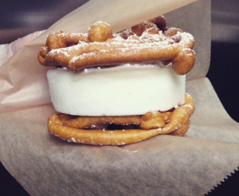 funnel cake ice cream sandwich