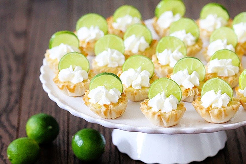 Key Lime Tartlets <p>Shrink key lime pie down to bite-sized versions for a delicious mini treat. </p>
<p>Get the recipe at <a target="_blank" href="http://www.gimmesomeoven.com/key-lime-tartlets/#_a5y_p=1372785">Gimme Some Oven</a>.</p>