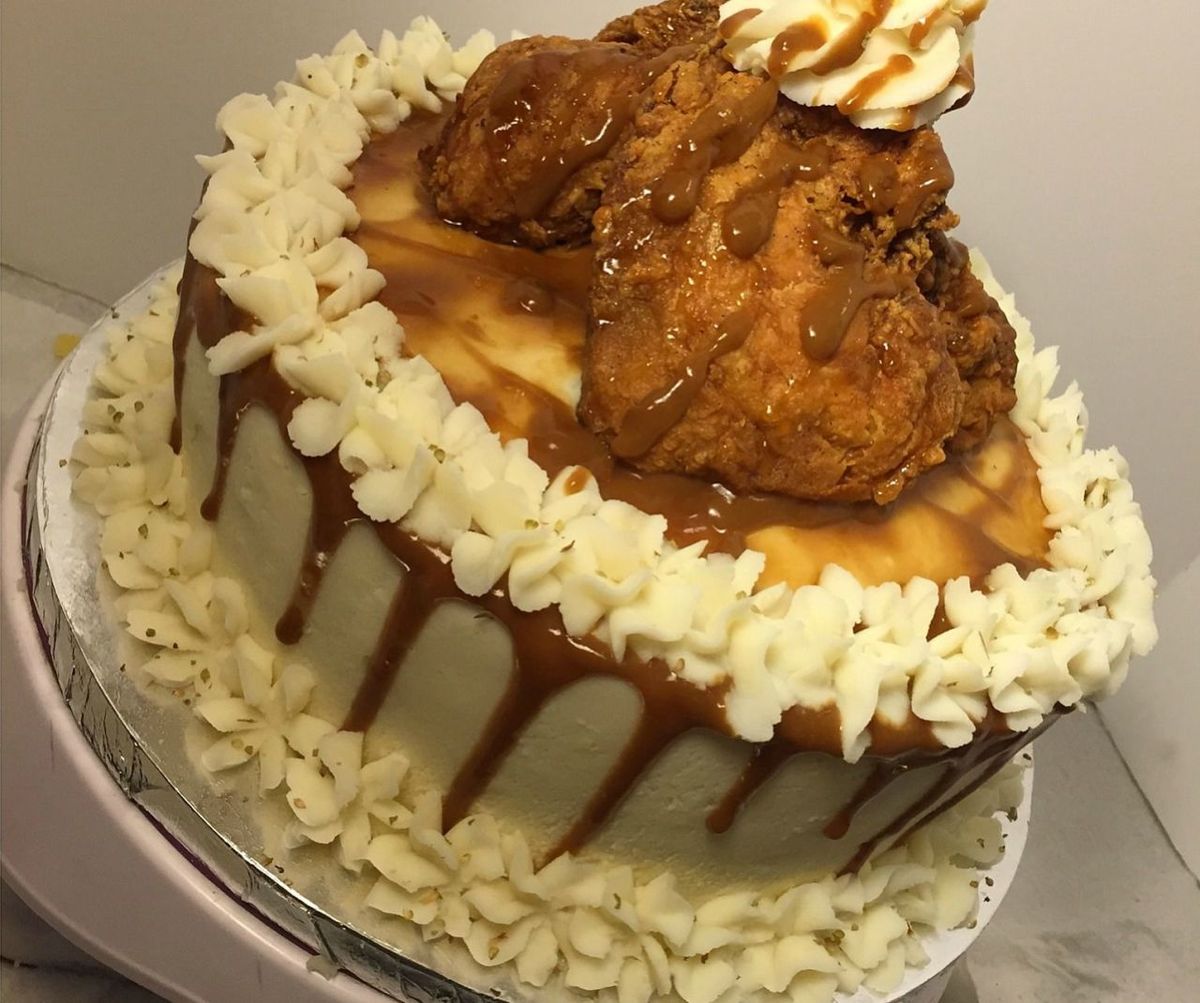 Bree's Cakes - Mashed Potato-Fried Chicken-Cornbread Cake