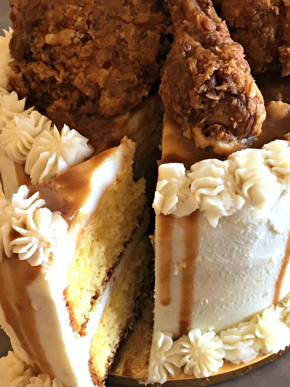 Bree's Cakes - Mashed Potato-Fried Chicken-Cornbread Cake