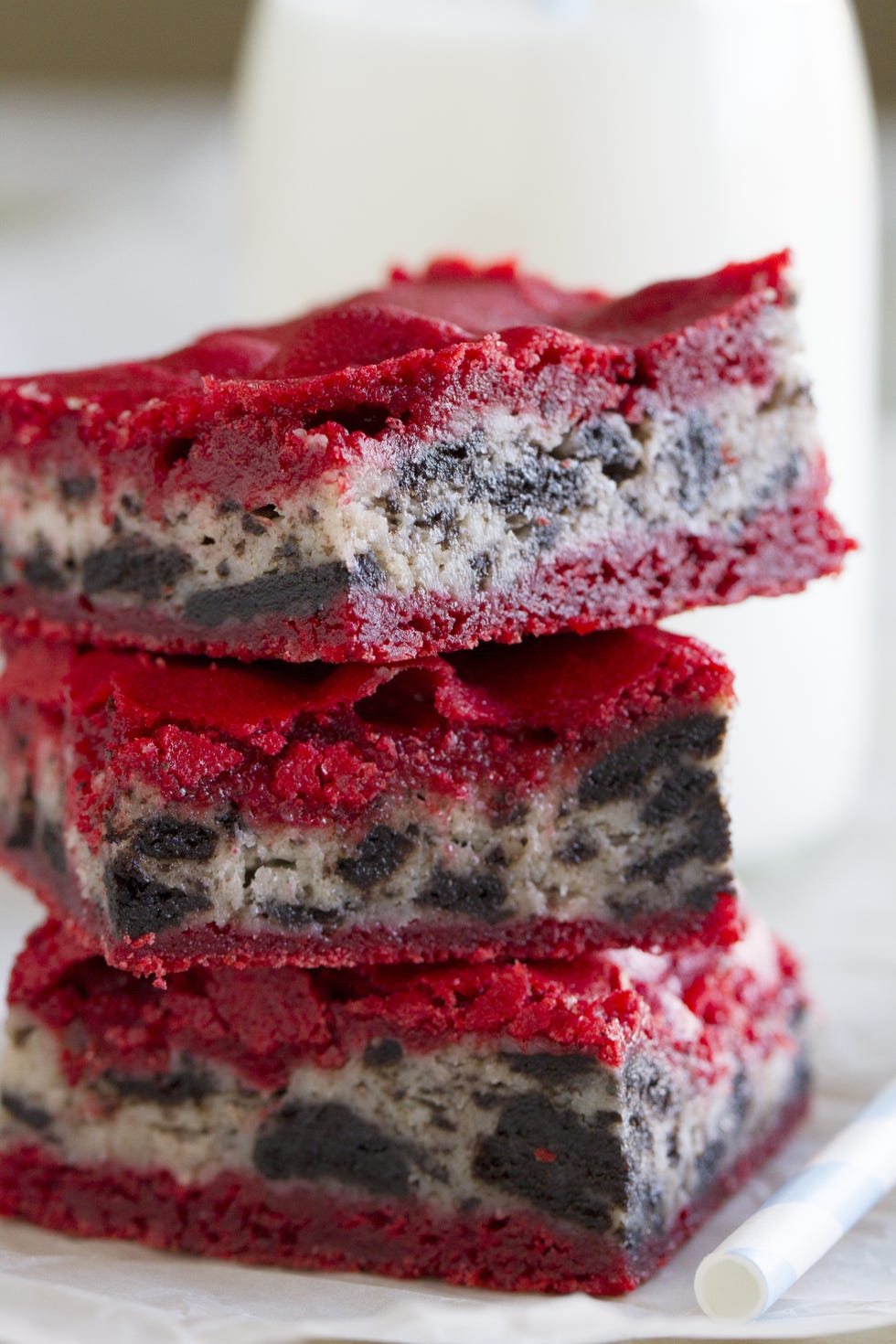 Oreo Cream Cheese Stuffed Red Velvet Brownies
