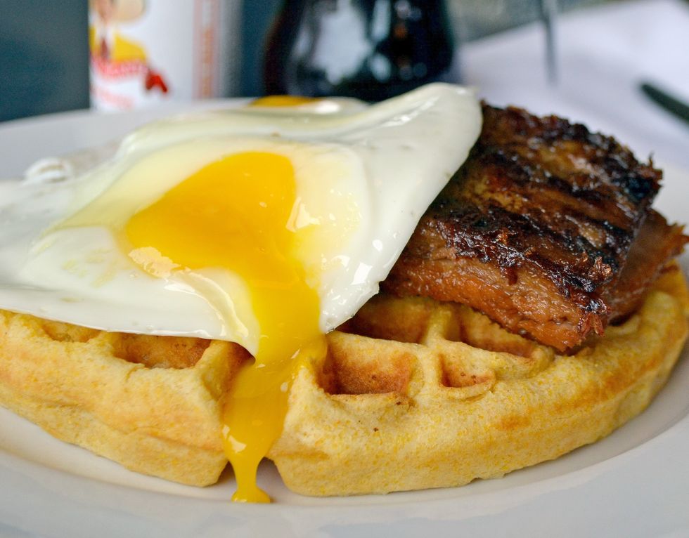 Over-the-Top Waffles - Skillet Diner - Pork Belly & Cornmeal Waffle