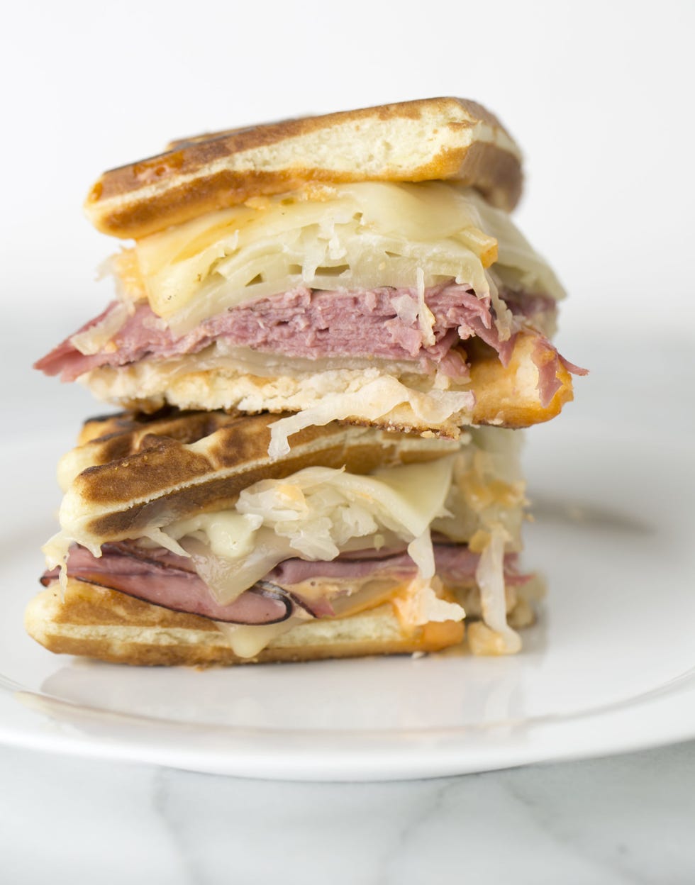 Corned beef, melted Swiss cheese, sauerkraut, and Russian dressing.
