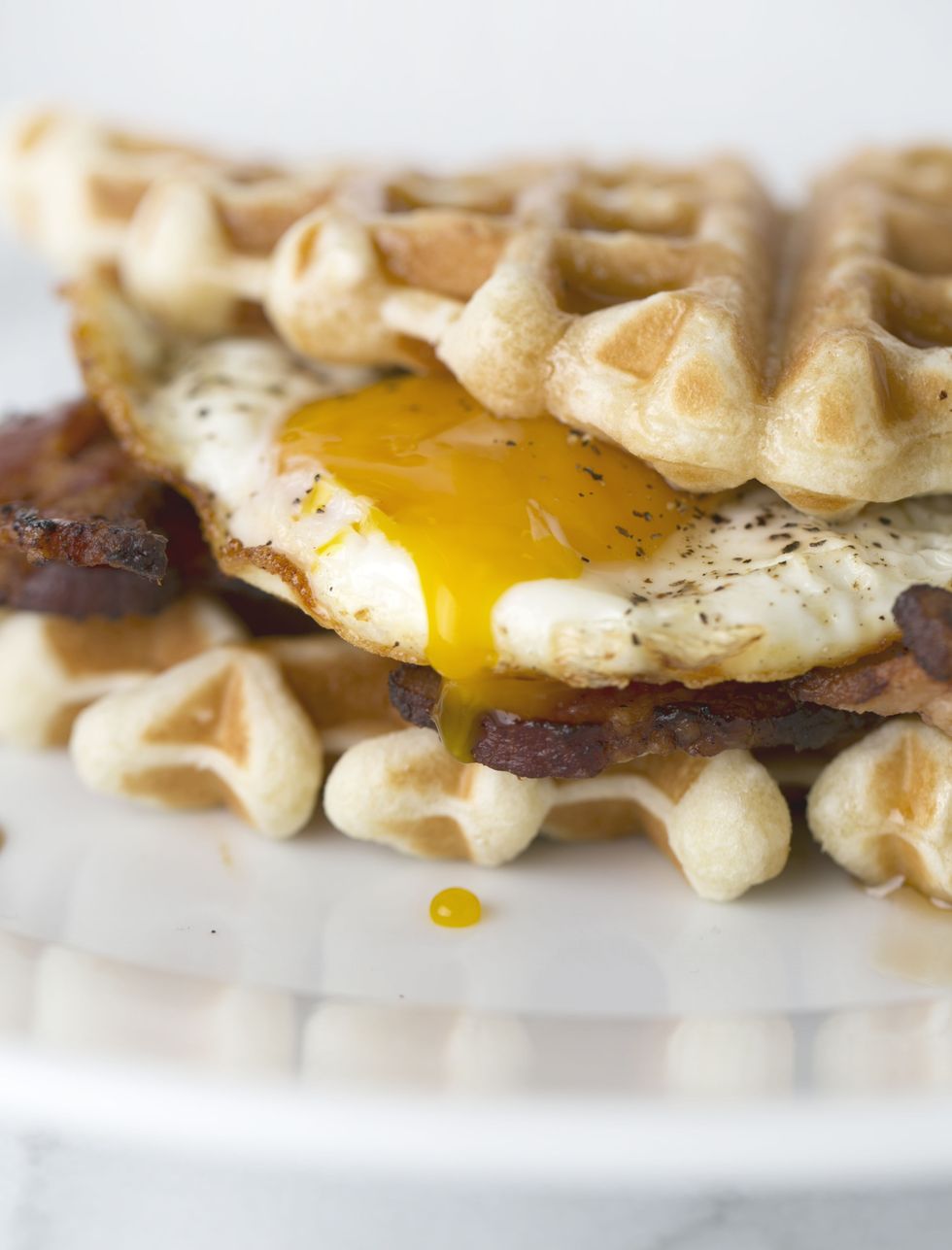 Waffle Breakfast Sandwich with Peppered Maple Bacon - Modern Farmhouse Eats