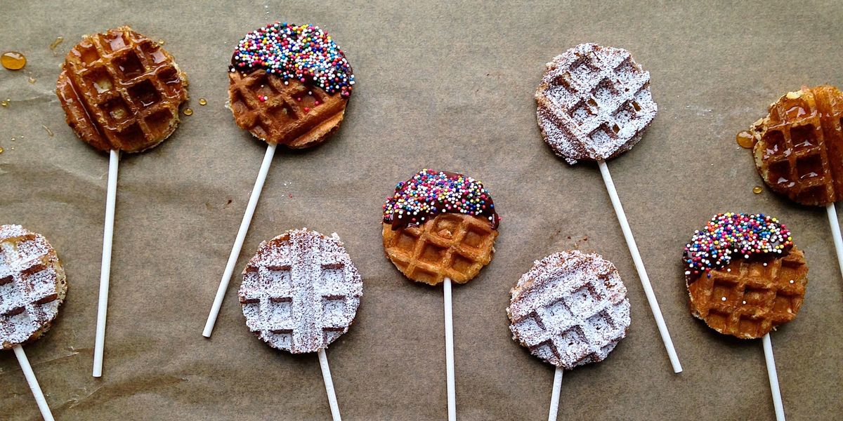 Mini Waffle Pops with Candy Sprinkles Recipe