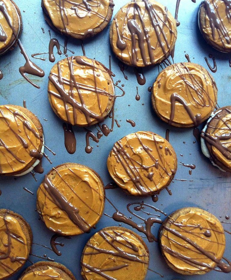 graham cracker and passion fruit whoopie cookies