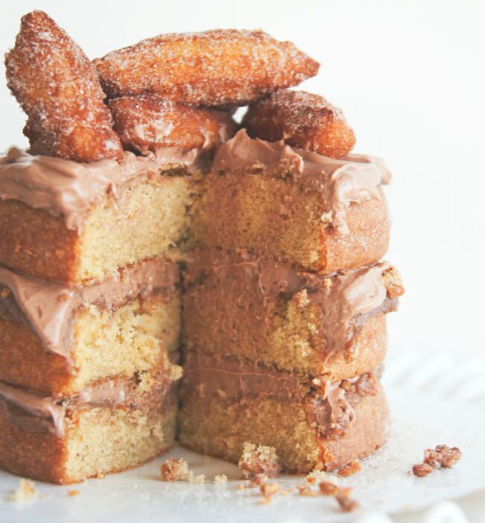 <p>THIS IS IT, Y'ALL. The Mother Load: THE CHURRO CAKE. (Sorry for all the caps, but it just seemed necessary). You've got THREE layers of brown butter cake, Mexican white chocolate, nutty pralinella, and, of course, CINNAMON SUGAR. This Churro dessert literally takes the cake. </p>
<p>Get the recipe from <a target="_blank" href="http://www.thekitchykitchen.com/?recipes=/churro-cake">The Kitchy Kitchen</a>.</p>
