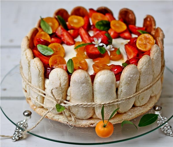 Kumquat & Strawberry Tiramisu Charlotte