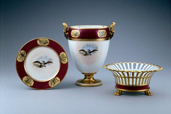 Serveware, Porcelain, Metal, Ceramic, Dishware, Artifact, Interior design, Brass, Pottery, Antique, 