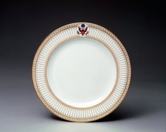 Dishware, Serveware, Metal, Circle, Platter, Plate, Porcelain, Kitchen utensil, Silver, Still life photography, 