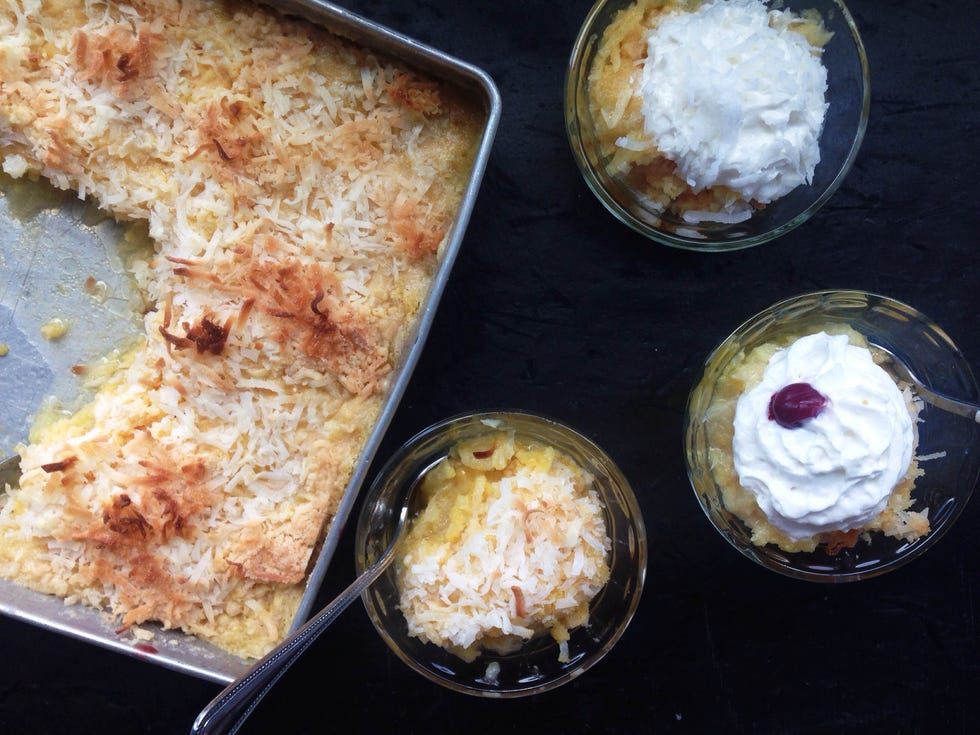 boozy piña colada dump cake