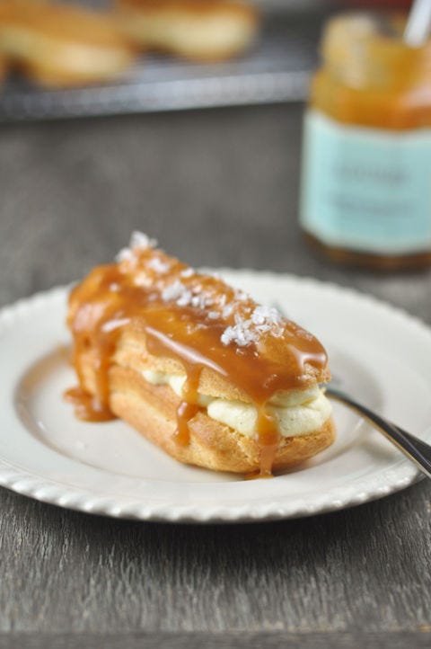<p>Give your eclairs a salty sweet twist.</p>
<p>Get the recipe from <a target="_blank" href="http://trissalicious.com/2013/10/07/salted-caramel-eclairs/">Trissalicious</a>.</p>
