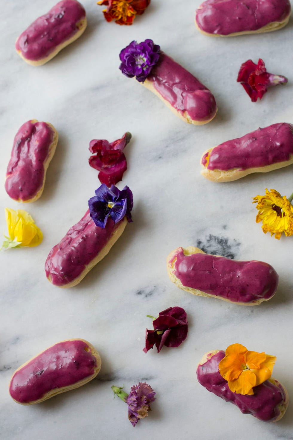 <p>These vibrant eclairs are bursting with blueberry and floral flavor notes.</p>
<p>Get the recipe from <a target="_blank" href="http://www.siftandwhisk.com/blog/blueberry-violet-eclairs">Sift &amp; Whisk</a>.</p>
