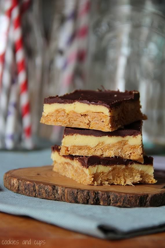 <p>Vary the shape and texture by making eclairs into bars. Then throw some peanut butter on there. Just for good measure.</p>
<p>Get the recipe from <a target="_blank" href="http://cookiesandcups.com/peanut-butter-crunch-eclair-bars/#_a5y_p=896993">Cookies and Cups</a>.</p>
