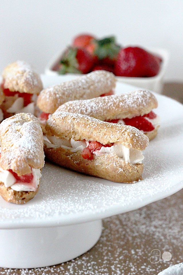 <p>This light and whipped creamy dessert is the perfect summer sweet.</p>
<p>Get the recipe from <a target="_blank" href="http://www.ambrosiabaking.com/2013/04/mini-strawberries-and-cream-eclairs.html">Ambrosia Baking</a>.</p>
