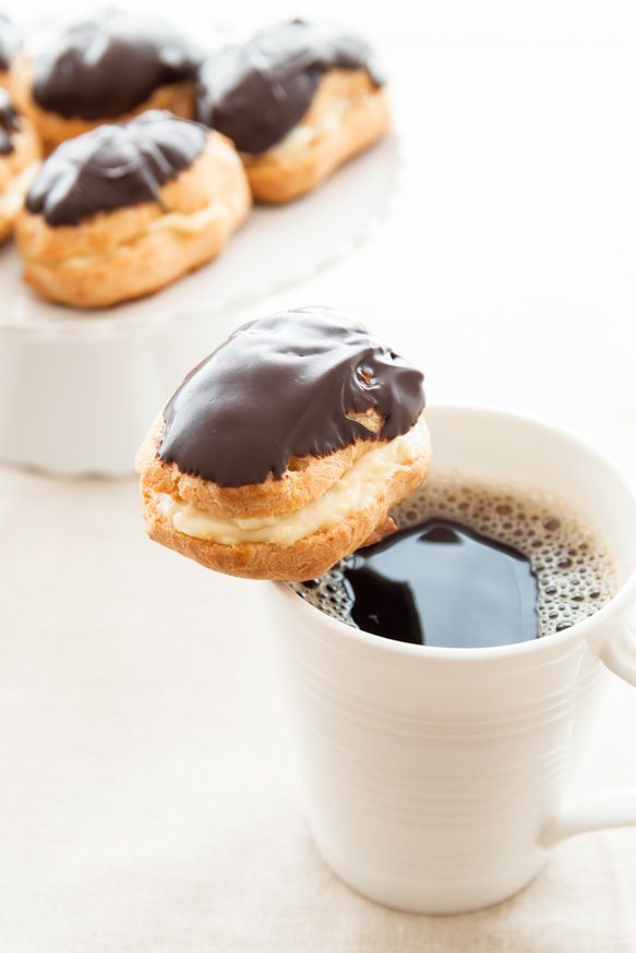 <p>Make them bite sized for a party dessert.</p>
<p>Get the recipe from <a target="_blank" href="http://www.dessertfortwo.com/2014/03/chocolate-eclairs/#_a5y_p=1420854">Dessert For Two</a>.</p>
