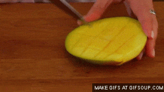 How to easily slice a mango into bite-sized cubes